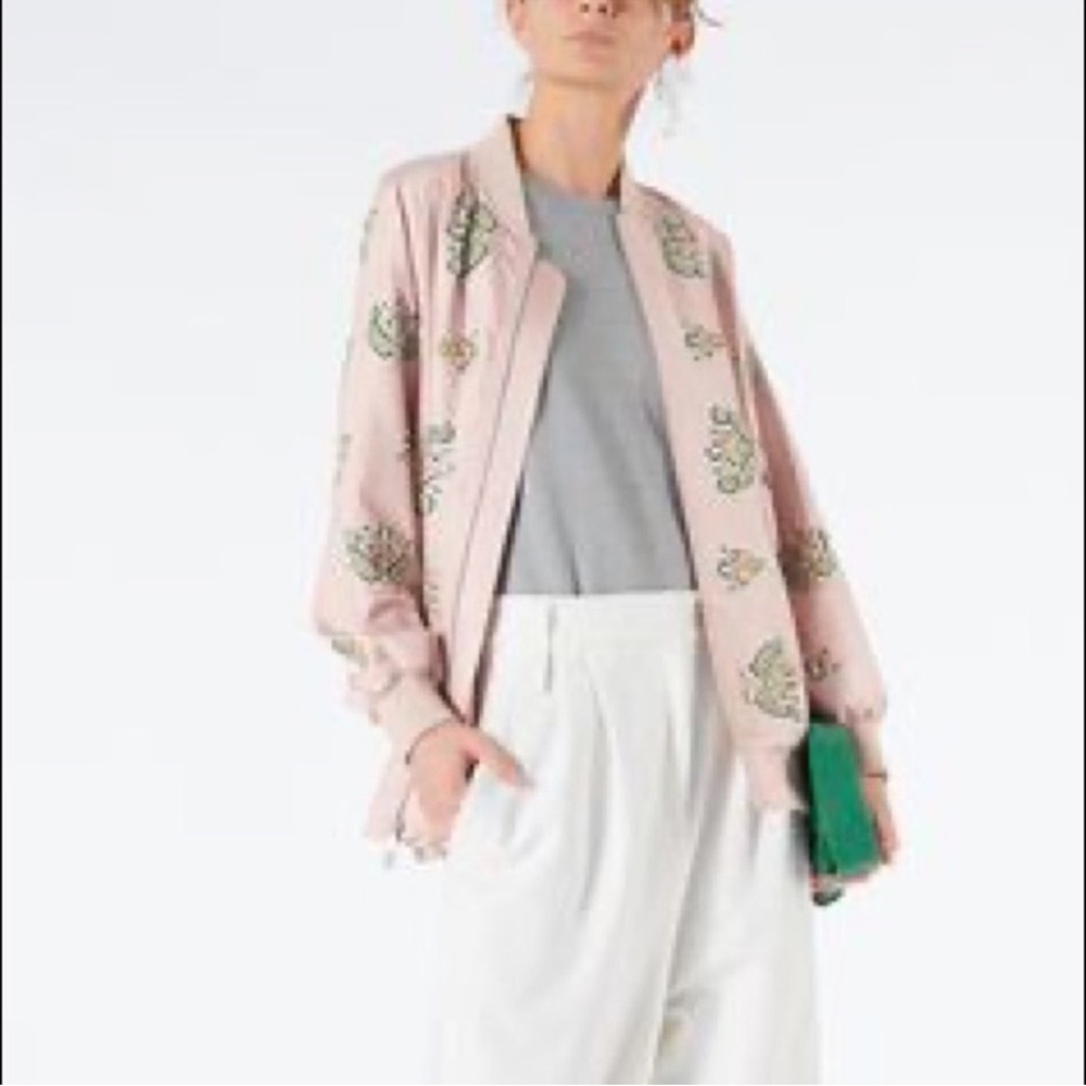 NWT Tibi embellished Floral Pink Bomber Jacket XS